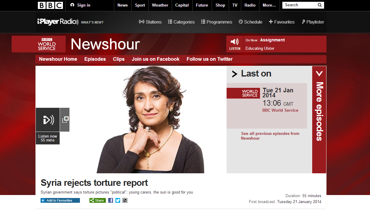 BBC Newshour, Jan 2014